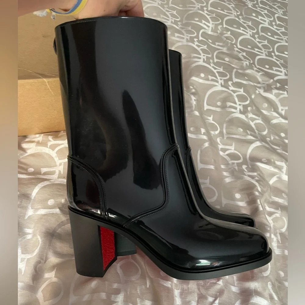 Christian Louboutin Black Heels 70 Rainboots size 37 - Picture 3 of 5